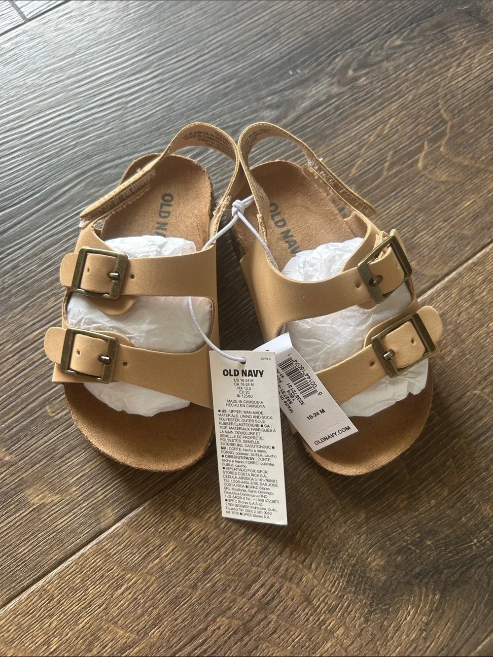Old Navy Kids Tan Double-Buckle Slingback Sandals